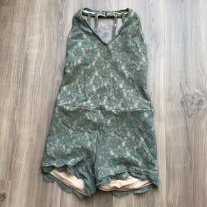 Moss green shorts unitard